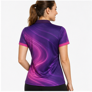 Custom Purple Magenta <b>Neon</b> Wave <b>Womens</b> Polo <b>Shirt</b> Quick Dry Breathable Short Sleeve Performance Golf Team Uniform WPS-0793 - Product Image 4