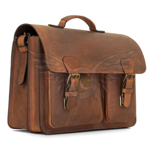Sac à ordinateur portable décontracté en cuir véritable avec un espace de rangement spacieux pour le bureau et les affaires - Product Image 4