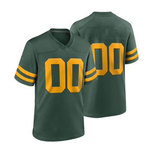 Maillot de football pour homme à col en V et manches courtes, vert et jaune, numéro 00, imprimé, en polyester respirant, coupe classique - Product Image 5