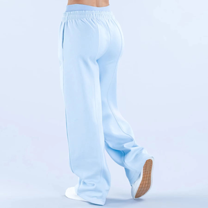 Nuevas llegadas: Pantalones deportivos casuales de algodón transpirable con encaje para mujer, de cintura media, tipo jogger, de forro polar, al por mayor. - Product Image 4