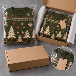 Pull de Noël personnalisé vert olive pour homme, motif jacquard sapin, col rond, tricoté, pour l'hiver, vente en gros OEM - Product Image 5
