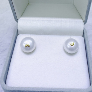 Boucles d'oreilles exquises en perles d'eau douce naturelles de 11-12 mm, perles Mantou rondes avec argent sterling, perles blanches pour femmes - Product Image 2