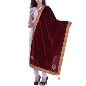 Custom Made Wholesale Price Bulk Quantity <b>Embroidered</b> Wool Women Fancy Design Winter Long Scarfs <b>Shawls</b> Adults - Product Image 3