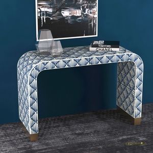 Table console de luxe en os incrusté, surface à motifs artisanale, meuble élégant pour entrée, décoration sophistiquée pour espace de vie C - Product Image 6