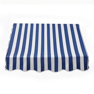 Tenda Parasole in Lega di Alluminio da 4 Piedi, Copertura per Patio Esterno, Tenda da Sole Estensibile a Strisce Blu e Bianche per Finestre e Porte, per Uso Residenziale - Product Image 2