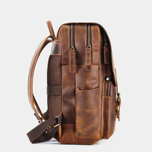 Mochila Vintage de Cuero Genuino Unisex, 36-55L, Cierre de Cremallera y Broche, Múltiples Bolsillos, Uso Diario - Product Image 3