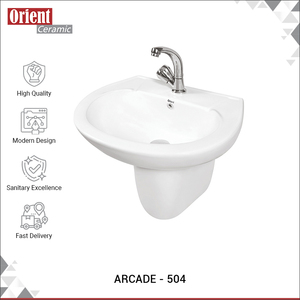 Trusted Dealer Selling Good Quality Made in India Home Hotel Usage Durable White Color Wash Hand <b>Basin</b> With Half Pedestal - Product Image 2