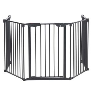 5 Pieces Black Foldable Fireplace Fence 295.8*74.8*2cm Accessory Set - Product Image 1