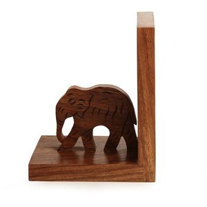 Wooden <b>Elephant</b> Hand Carved Engraved Book Holders Stand Decorative Bookends for Bookshelf Study Table Home <b>Decor</b> - Product Image 6