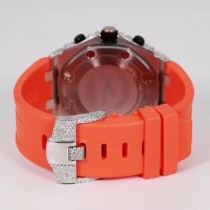 Reloj de Pulsera Cuadrado de Lujo para Hombre, Dos Tonos, con Diamantes Moissanite, Correa de Acero Inoxidable/Plateada, Fecha, Totalmente Mecánico - Product Image 5