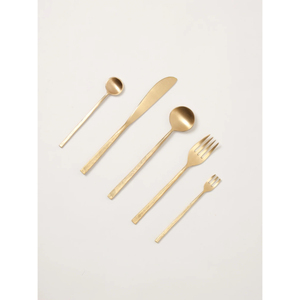 Juego de cubiertos de latón macizo hecho a mano con diseño único de mango ondulado, acabado dorado, juego de vajilla para el hogar, cocina y hotel. - Product Image 5