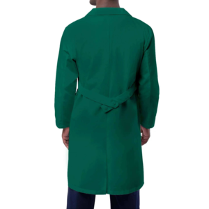 Green Unisex Lab <b>Coat</b> Polyester Woven Hospital Uniform with Belt and Back Closure - Product Image 3