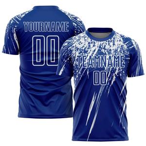 Maillot de football personnalisé bleu pour homme, nom et numéro de l'équipe, t-shirt de football respirant, vêtements de sport pour l'entraînement - Product Image 1