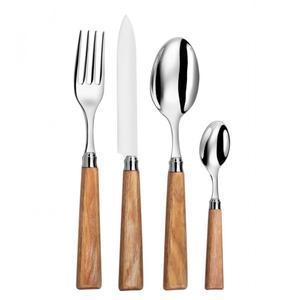 Ensemble de couverts en acier inoxydable de qualité supérieure avec manches en bois naturel, pour la maison et les restaurants, à prix abordable - Product Image 2