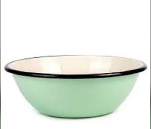 Mild Steel Enamel Vintage Soup Bowl & Washing <b>Basin</b> Dishwasher Safe Travel <b>Round</b> Serving Tray for Home - Product Image 2