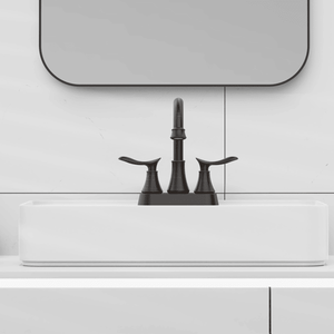 Rubinetto per lavabo bagno a 2 maniglie da 4 pollici in bronzo lucidato a olio con scarico a scomparsa e tubi di alimentazione - Product Image 2