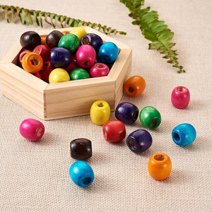 Perles en bois de couleur naturelle FAIZA CRAFT, de 6 mm à 50 mm, rondes, en forme de lotus, en vrac, en provenance de l'Uttar Pradesh, pour la fabrication de bijoux - Product Image 3