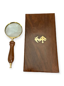 <b>Wood</b> Handle Brass & Glass Magnifier with Protective <b>Wood</b> Box Lightweight for Reading Inspection Hobbies Crafts <b>Desktop</b> Display - Product Image 3