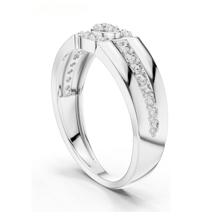 Impresionante Conjunto de Diamantes de Laboratorio Halo para Novia con Piedras Centrales Redondas Brillantes en Oro Blanco de 18k, Elegante Anillo de Compromiso - Product Image 4