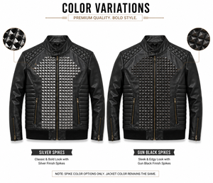Blouson en cuir noir clouté OEM ODM Vente en gros pour hommes, style motard, respirant, imperméable, fabricant sous marque privée - Product Image 5