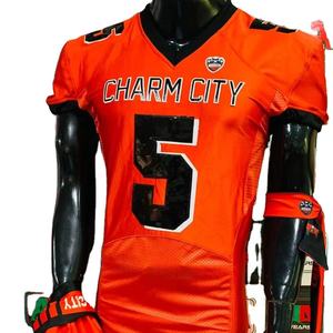 Camiseta de fútbol americano foto Real transpirable de talla grande bordado aparejos sarga sublimación pantalones integrados Paquete de equipo - Product Image 1