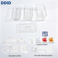 Barquette GN en plastique 1/3 haute transparence, idéale pour les hôtels et restaurants, conteneur alimentaire en plastique avec couvercles, barquettes alimentaires pour hôtels