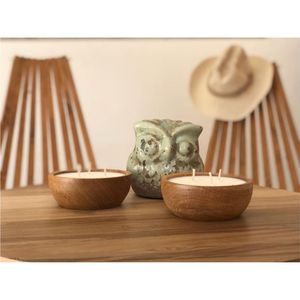Bougie en cire de soja en gros, grand modèle, à 3 ou 2 mèches, dans un bol en bois, style rustique campagnard, centre de table pour mariages et Noël - Product Image 2