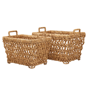Natural Handwoven Water Hyacinth <b>Foldable</b> Storage <b>Basket</b> With Handle, Wholesale Wicker Closet Organizer Box Vietnam - Product Image 2