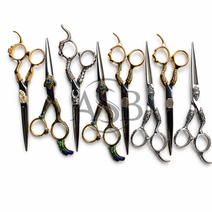 Ciseaux de barbier professionnels importés avec poignée fantaisie, logo personnalisé, lame en acier inoxydable de 6 pouces, ciseaux de coiffure pour salon - Product Image 6