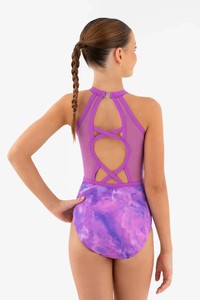 Maillot de Ballet y Gimnasia para Niñas, con Diseño Geométrico Abstracto y Degradado, con Pedrería, Transpirable, Ligero, de Punto, para Primavera/Verano - Product Image 3