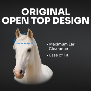 Masque anti-mouches pour chevaux en maille extensible et douce avec protection des oreilles, respirant, en polyester, couvre-yeux élastiques - Product Image 5