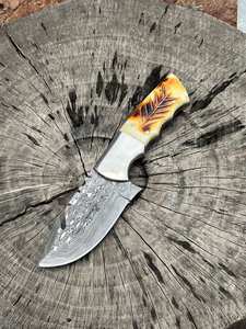 มีดสกินเนอร์ดามัสกัส คุณภาพพรีเมียม ใบมีดเหล็กดามัสกัสสำหรับล่าสัตว์ มีดสกินเนอร์ดามัสกัส อุปกรณ์สำหรับกิจกรรมกลางแจ้ง - Product Image 4