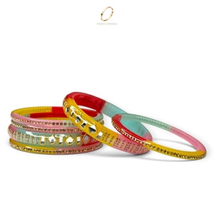 Ensemble de bracelets multicolores en acrylique de style cachemire pour femmes, bijoux traditionnels indiens pour mariage et fêtes - Product Image 4