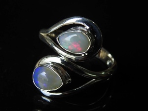 Bague en opale australienne, pierre multicolore, argent sterling 925, bijoux ajustables, cadeau pour elle, bijoux faits à la main, pièce unique, MS - Product Image 3