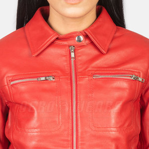 High Quality Women's Genuine Leather Jacket Breathable Winter Fashion Wholesale Knitted Processing Front Logo - Product Image 5