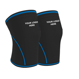 Customizable Knee Support Black Blue Trim Moisture Wicking Training Martial Arts Unisex - Product Image 1