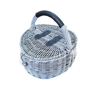 Caja de Regalo Premium para Boda con Forro de Encaje, Color Azul Grisáceo, con Doble Tapa, Base Protectora con Pernos, Cesta de Mimbre para Picnic - Product Image 3