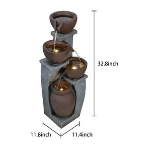 Fontana da Giardino Moderna a 4 Livelli con Illuminazione LED, 83 cm di Altezza, per Interni/Esterni, Ideale per Patio o Giardino - Product Image 5