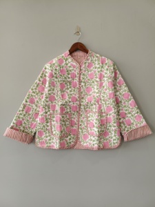 เสื้อแจ็คเก็ตผ้าฝ้ายพิมพ์ลายบล็อก: เสื้อโค้ทโบโฮทำมือ - Product Image 4