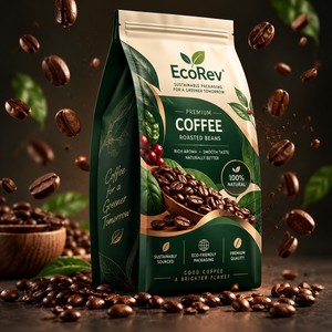 EcoRev Café Premium en Grano Tostado 340g Tueste Medio Granos Enteros Origen Único Ecológico Bolsa con Cierre Hermético Reutilizable - Product Image 2