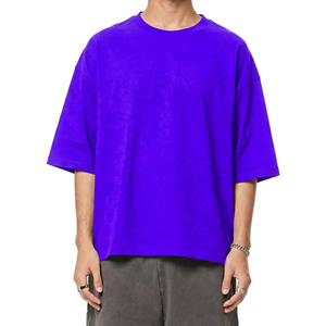 Camiseta Negra Oversize de Algodón para Hombre, Cuello Redondo, Manga Corta, Estilo Casual Holgado, Color Sólido, Tejido Jersey - Product Image 6