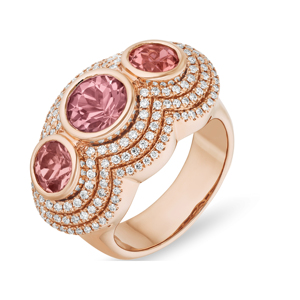 Rose <b>Gold</b> <b>Cocktail</b> <b>Ring</b> With Morganite And Diamond Luxury Women's Party Jewelry - Product Image 1