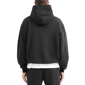 Sudaderas con capucha personalizadas de algodón/poliéster de 280 g con cremallera bidireccional, lavado ácido, bordado y teñido liso, ODM para primavera - Product Image 4