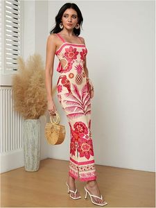 Vestido Largo de Gasa Tropical para Mujer, con Lazo en la Espalda, Sin Mangas, Formal y Casual, para Primavera/Verano, Vacaciones, 100% Algodón - Product Image 2