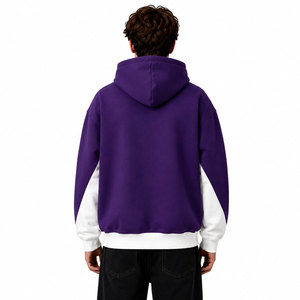Sudadera con Capucha Unisex de Felpa Morada con Detalles Blancos, Logotipo Estampado en la Parte Delantera, Corte Holgado Informal, Ropa de Otoño - Product Image 5