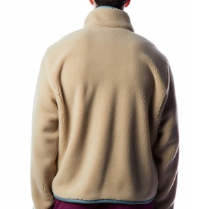 <b>Men's</b> Orange Fleece Jacket Solid Color Turn-down Collar <b>Pullover</b> Casual Loose Fit Autumn Wear - Product Image 6