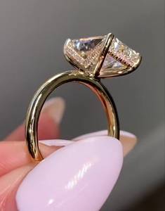 Bijoux fins, bijoux en diamants cultivés en laboratoire, or 14 carats, diamant radiant taille radiant, DEF VVS, 2 carats, luxe pour femme, bague de fiançailles - Product Image 4