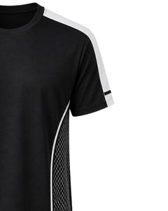 T-shirt de sport noir personnalisé pour homme, séchage rapide, respirant, course à pied, gym, fitness, athlétique, polyester, entraînement, haut de sport, vêtement actif - Product Image 4