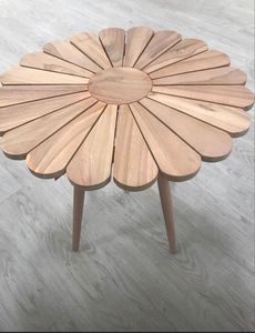 Flower Shape Wooden <b>Coffee</b> <b>Table</b> Set Antique Style Teak Living Room Side <b>Tables</b> Patio Furniture - Product Image 3