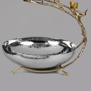 Bol à chocolat en métal argenté de luxe à 2 niveaux, idéal pour les occasions festives comme Diwali, l'Aïd al-Fitr et Noël - Product Image 4